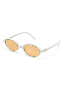 Miu Miu Eyewear logo-plaque oval-frame sunglasses - Wit