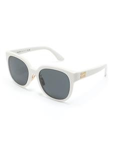 Miu Miu Eyewear logo-plaque round-frame sunglasses - Wit