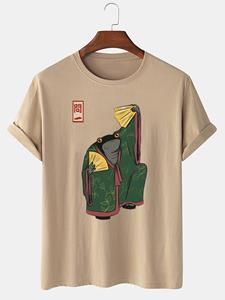 ChArmkpR Mens Japanese Frog Print Crew Neck Short Sleeve T-Shirts Winter