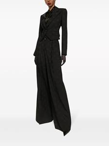 Dolce & Gabbana Wollen palazzo broek met jacquard - Zwart