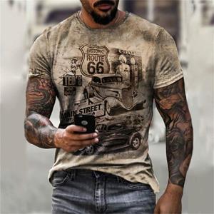 Libreclans 1 Route 66 T-shirt mannen O-hals nieuwe T-shirt speelkaarten 3D geprinte oversized mode zomer T-shirts Top Tees