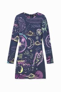 Desigual Slim fit jurk met astrologische print - BLUE