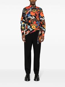 Moschino floral-print wrap shirt - Zwart