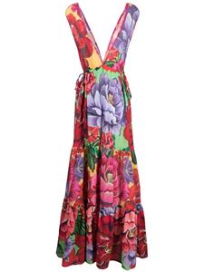 FARM Rio floral-print cotton maxi dress - Roze