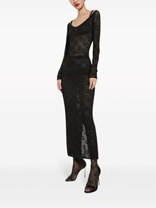 Dolce & Gabbana Maxi-jurk met jacquard en V-hals - Zwart