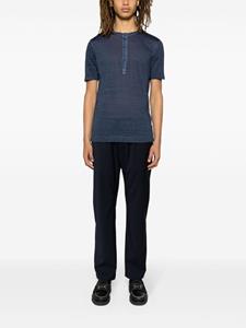 120% Lino round-neck linen T-shirt - Blauw