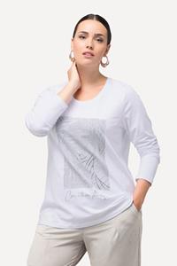 Ulla Popken Longsleeve Shirt Metallic-Druck Rundhals Langarm