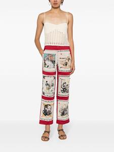 BODE graphic-print cotton high-waisted trousers - Rood