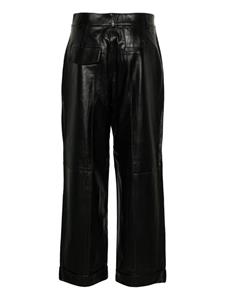 AERON Zima leather straight-leg trousers - Zwart