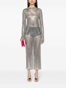 Ana Radu crystal-embellished mesh maxi dress - Zilver