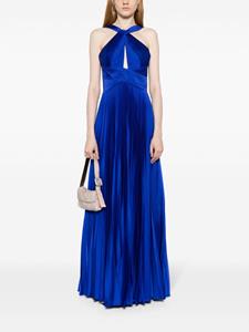 Marchesa Notte Geplooide maxi-jurk met halternek - Blauw