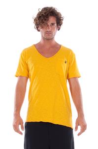 RAVENS VIEW IBIZA Herren vegan T-Shirt V-Ausschnitt Wild Pocket Altgold Gelb