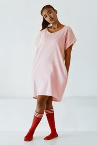 The Driftwood Tales Damen vegan Kleid Oversize T-Shirt Rosa