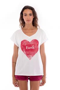 RAVENS VIEW IBIZA Damen vegan T-Shirt Liebe Erde Weiß