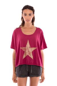 RAVENS VIEW IBIZA Damen vegan T-Shirt Star Granat Rot