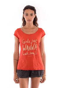 RAVENS VIEW IBIZA Damen vegan T-Shirt Girls Just Wanna... Terrakotta Orange