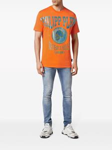 Philipp Plein T-shirt verfraaid met kristallen - Oranje