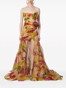 Carolina Herrera Avondjurk met bloemenprint - Geel