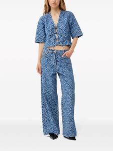 GANNI Denim blouse met jacquard - Blauw
