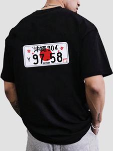 ChArmkpR Mens Japanese License Plate Back Print Crew Neck Short Sleeve T-Shirts Winter