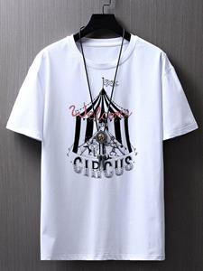 ChArmkpR Mens Monochrome Circus Animal Print Crew Neck Short Sleeve T-Shirts Winter