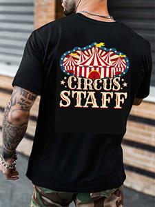 ChArmkpR Mens Circus Staff Back Print Crew Neck Short Sleeve T-Shirts Winter