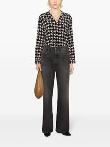 ANINE BING houndstooth-print crepe blouse - Zwart