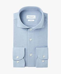 Profuomo  Slim Fit Cutaway knitted Overhemd Middenblauw - 40 - Heren