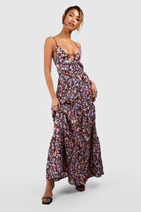 Boohoo Floral Strappy Maxi Dress, Black