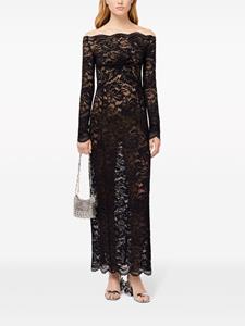 Rabanne floral-lace bardot-collar dress - Zwart