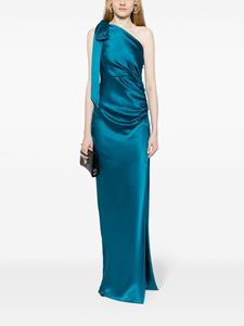 Michelle Mason asymmetric silk maxi gown - Blauw