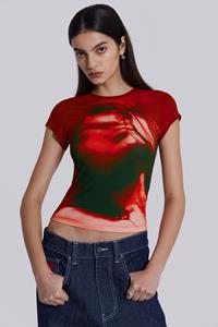 Jaded London Red Motion Face Graphic Baby Tee
