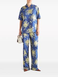 ETRO floral-jacquard wide-leg trousers - Blauw