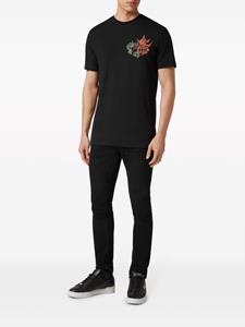 Philipp Plein logo-embroidered cotton T-shirt - Zwart