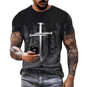 3DT-ShirtsZZ Jesus Christ Cross 3d bedrukt T-shirt heren T-shirt klassiek ontwerp casual korte mouwen oversized street fashion losse tees tops