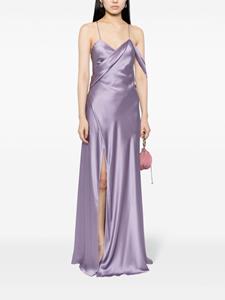 Michelle Mason Maxi-jurk met zijsplit en V-hals - Paars