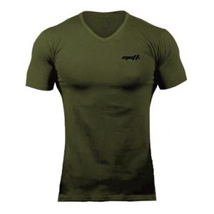 Muscleguys Men's Print Top sportswear Youth handsome Short-sleeved Casual V-neck T-shirt Summer Men's Breathable and skin-friendly