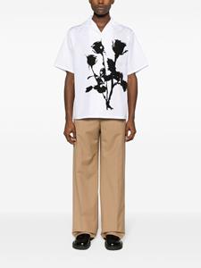 Prada flower-embroidered poplin bowling shirt - Wit