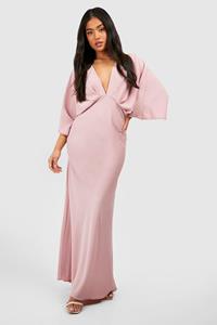 Boohoo Petite Bias Cut Maxi Jurk Met Engelenmouwen, Blush