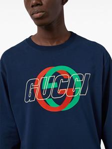 Gucci logo-print cotton T-shirt - Blauw
