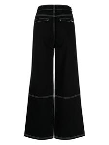 Izzue contrast-stitch wide-leg trousers - Zwart