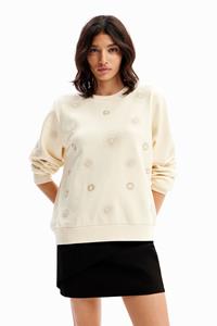 Desigual Sweatshirt met geometrische borduursels - WHITE