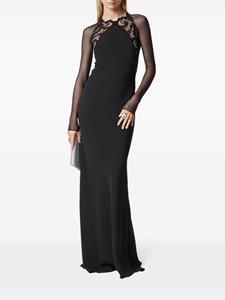 Versace Barocco-lace trim silk gown dress - Zwart