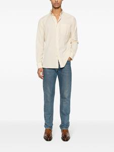 TOM FORD buttoned-collar cotton-blend shirt - Beige