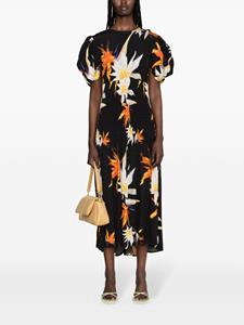 ROTATE floral-print open-back maxi dress - Zwart