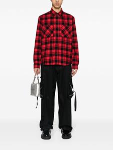 Off-White logo-embroidered checked cotton shirt - Rood
