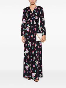 DVF Diane von Furstenberg floral-print V-neck maxi dress - Zwart