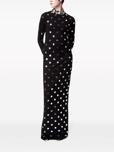AREA polka-dot long-sleeve gown - Zwart