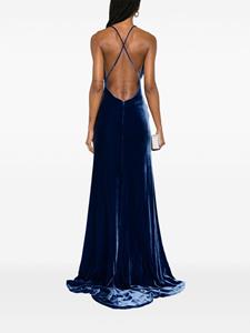 Costarellos open-back velvet gown - Blauw