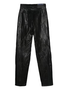 Mugler leather low-waist tapered trousers - Zwart